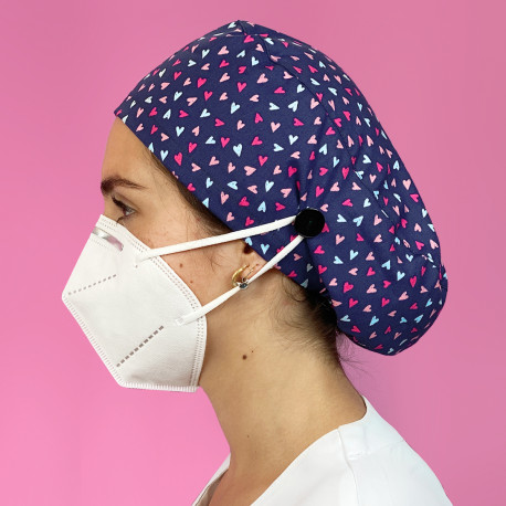 Long Hair Surgical Cap with buttons -...