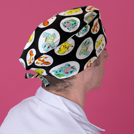 Short hair surgical cap - Black Pokemon