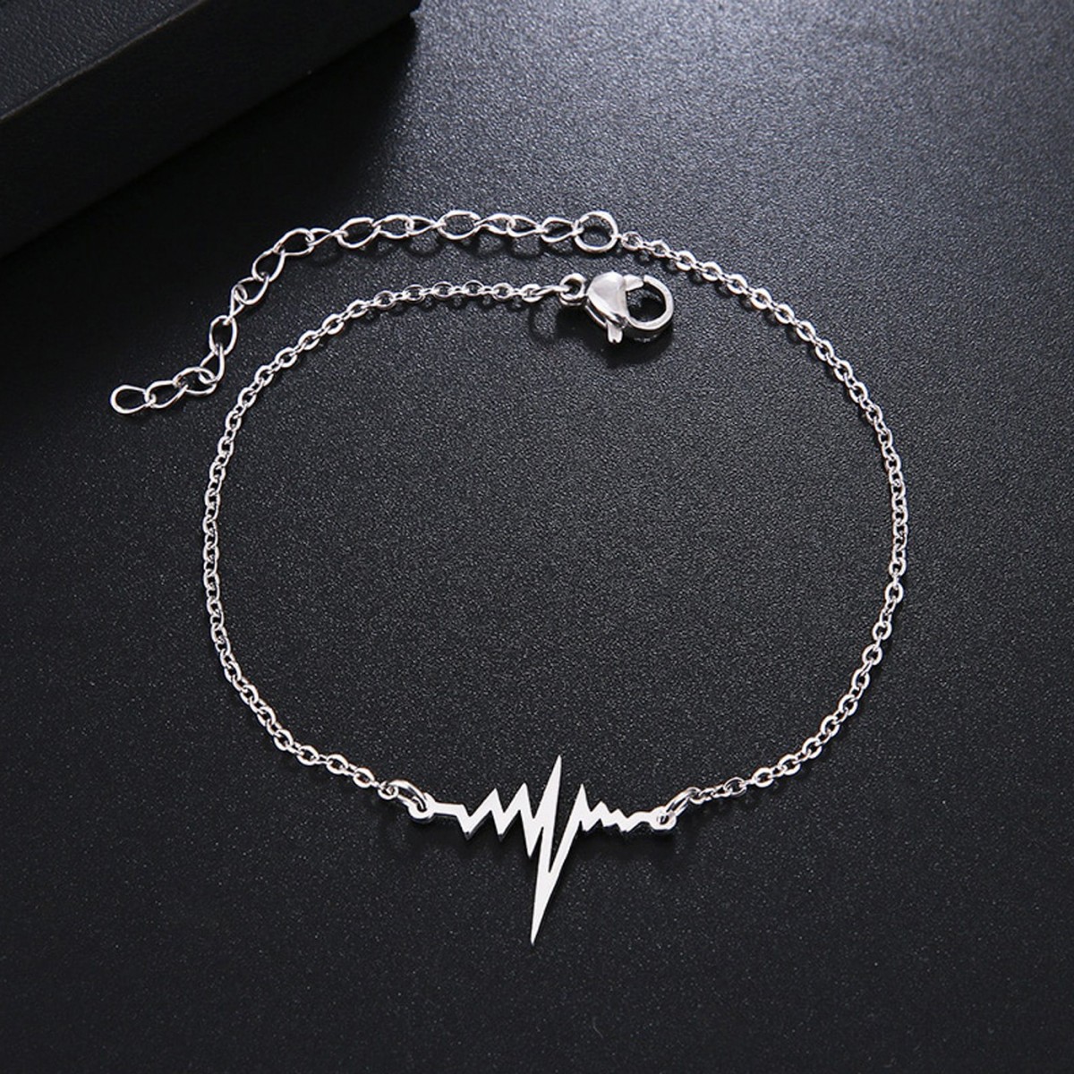 A Letter Name Chain Pendant with Heartbeat Bracelet Combo