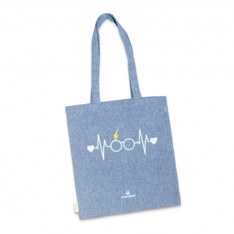 Cotton Tote Bag - Two-tone Blue -...