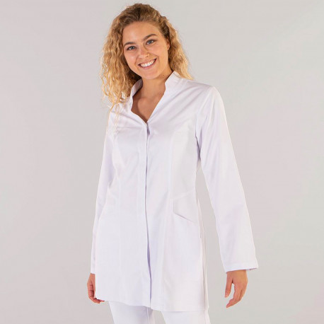 Women's Microfiber Lab Coat - White -...