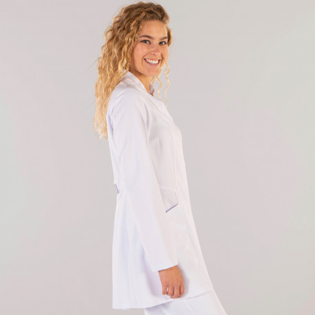 Women's Microfiber Lab Coat - White -...