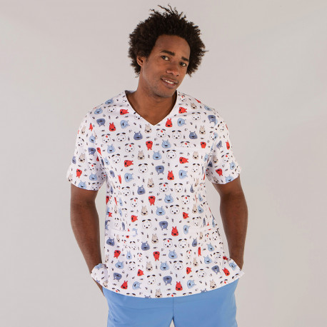 Unisex Microfiber Scrub Top - DOGS