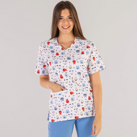 Unisex Microfiber Scrub Top - DOGS