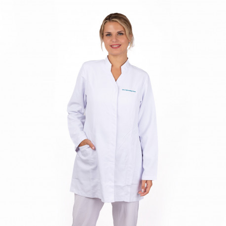 Women's Microfiber Lab Coat - White -...