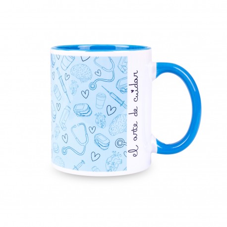 Taza azul estampada @elartedecuidar_