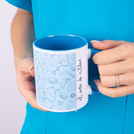 Taza azul estampada @elartedecuidar_