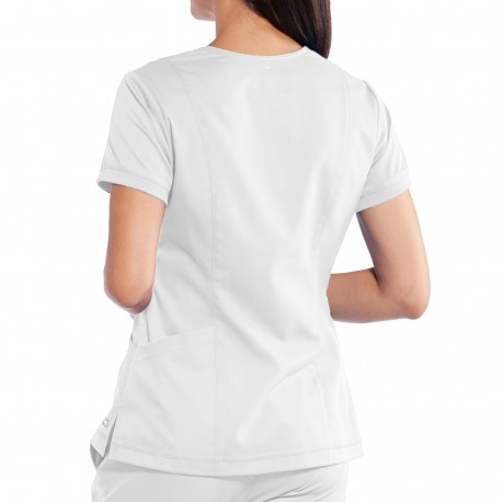 Women's V-Neck Zippered Scrub Top -...