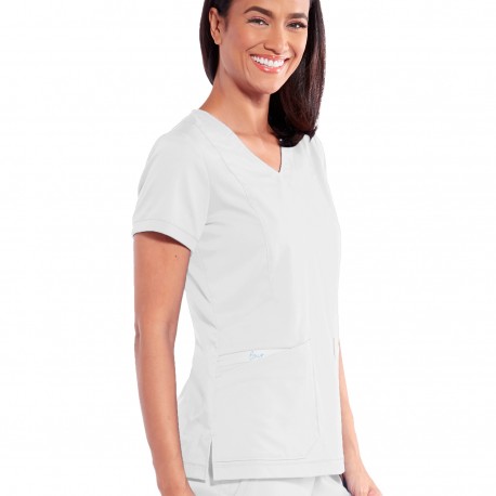 Women's V-Neck Zippered Scrub Top -...