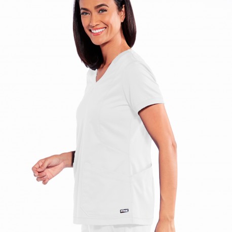 Women's V-Neck Zippered Scrub Top -...