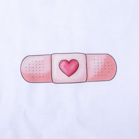 Woman's White T-shirt - Band-aid...