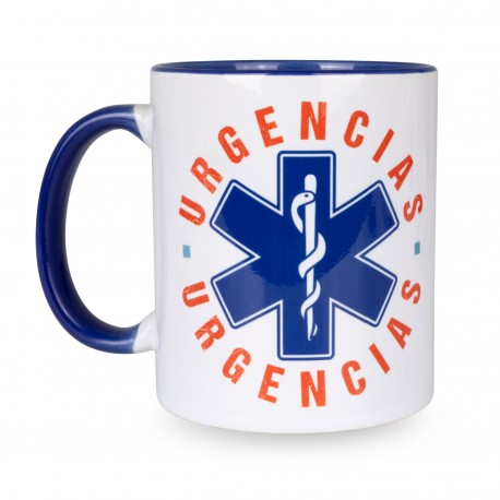 taza cerámica azul estampada