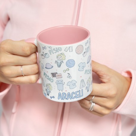 Classic pink mug physio in pastel colors