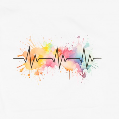 Camiseta blanca estampada mujer - EKG...