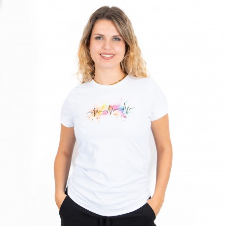 camiseta blanca mujer estampada EKG