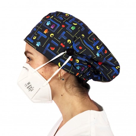 Long Hair Surgical Cap with buttons -...