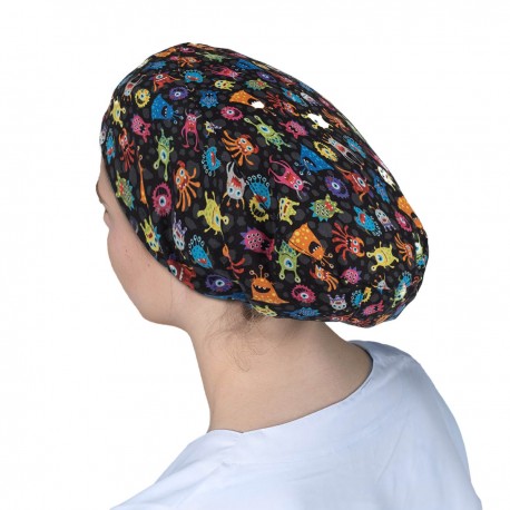 gorro quirófano pelo largo estampado aliens