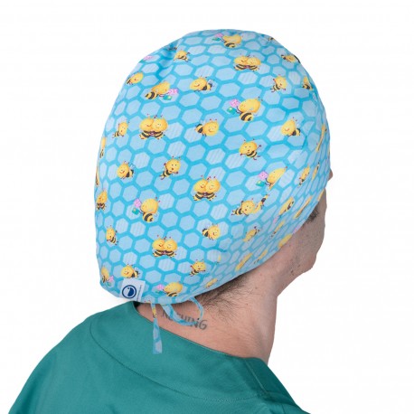 gorro quirófano pelo corto estampado abejas