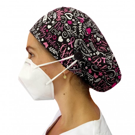 Long Hair Surgical Cap with buttons -...