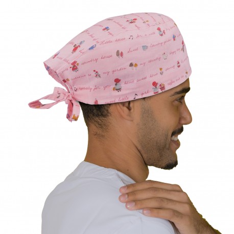 Short hair surgical cap - Pink Letter