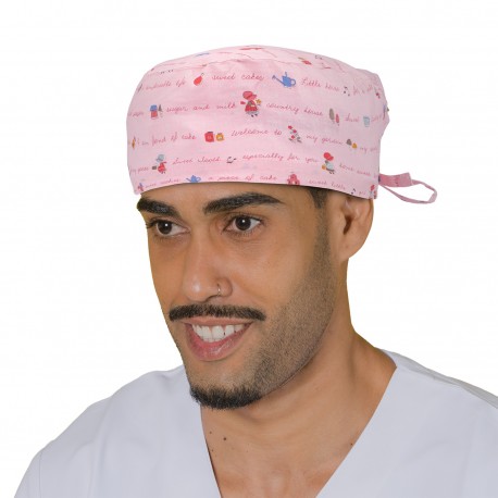 Short hair surgical cap - Pink Letter