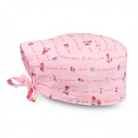 Short hair surgical cap - Pink Letter