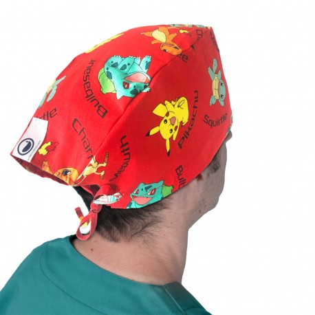 Short hair surgical cap - Red Pokemon