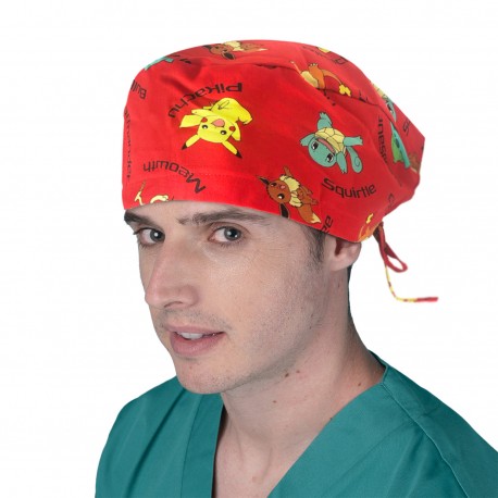 Short hair surgical cap - Red Pokemon