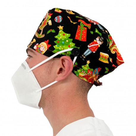 Short hair surgical cap with buttons...