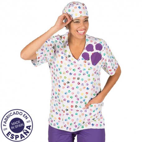 Unisex Microfiber Scrub Top - PAWS -...