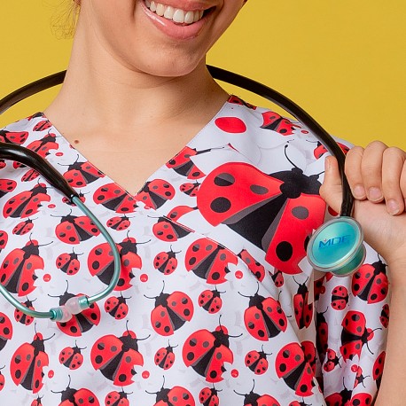 Unisex Microfiber Scrub Top - LADYBUGS