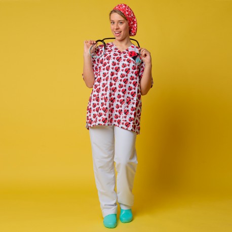 Unisex Microfiber Scrub Top - LADYBUGS