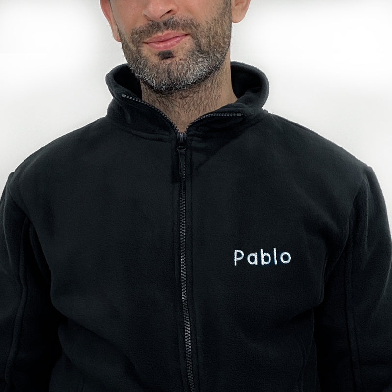 Chaqueta Polar Sanitario Hombre Personalizado – Negro-zoom-