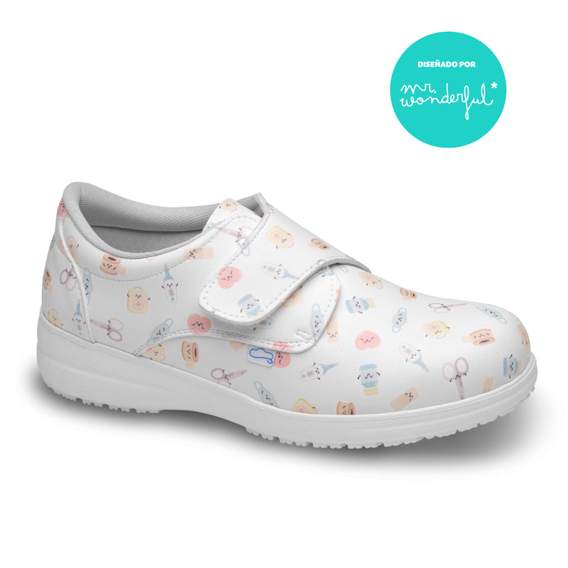 Zapato piel vegana velcro - estampado Wonderful-zoom-