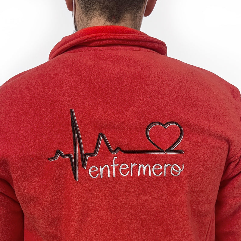 Chaqueta Polar Sanitario Hombre Personalizado – Color Rojo T.E.S-zoom-