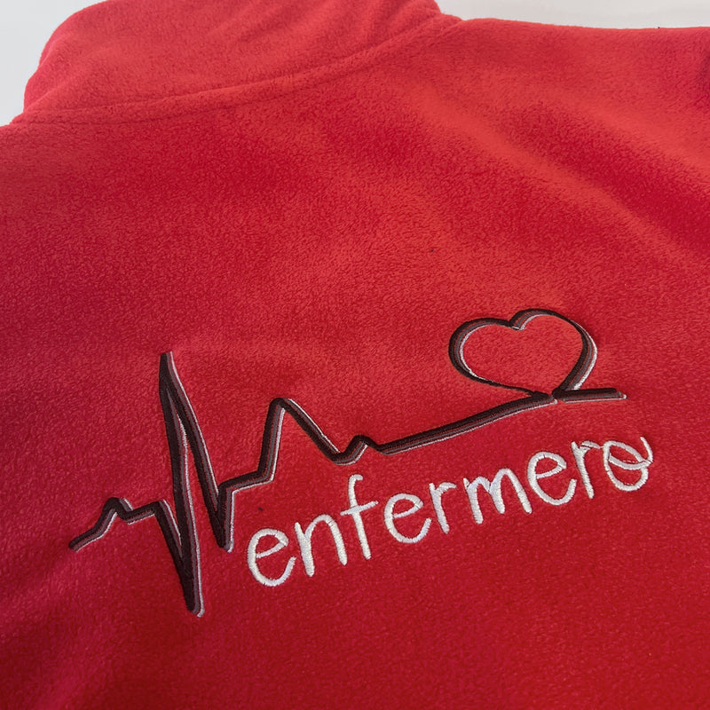 Chaqueta Polar Sanitario Hombre Personalizado – Color Rojo T.E.S-zoom-