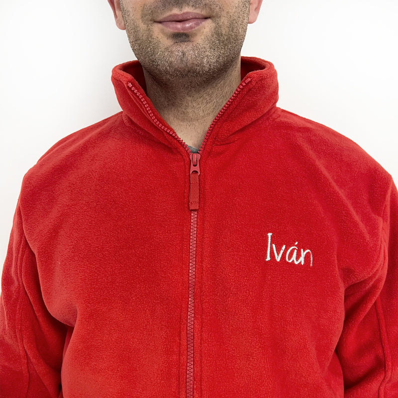 Chaqueta Polar Sanitario Hombre Personalizado – Color Rojo T.E.S-zoom-