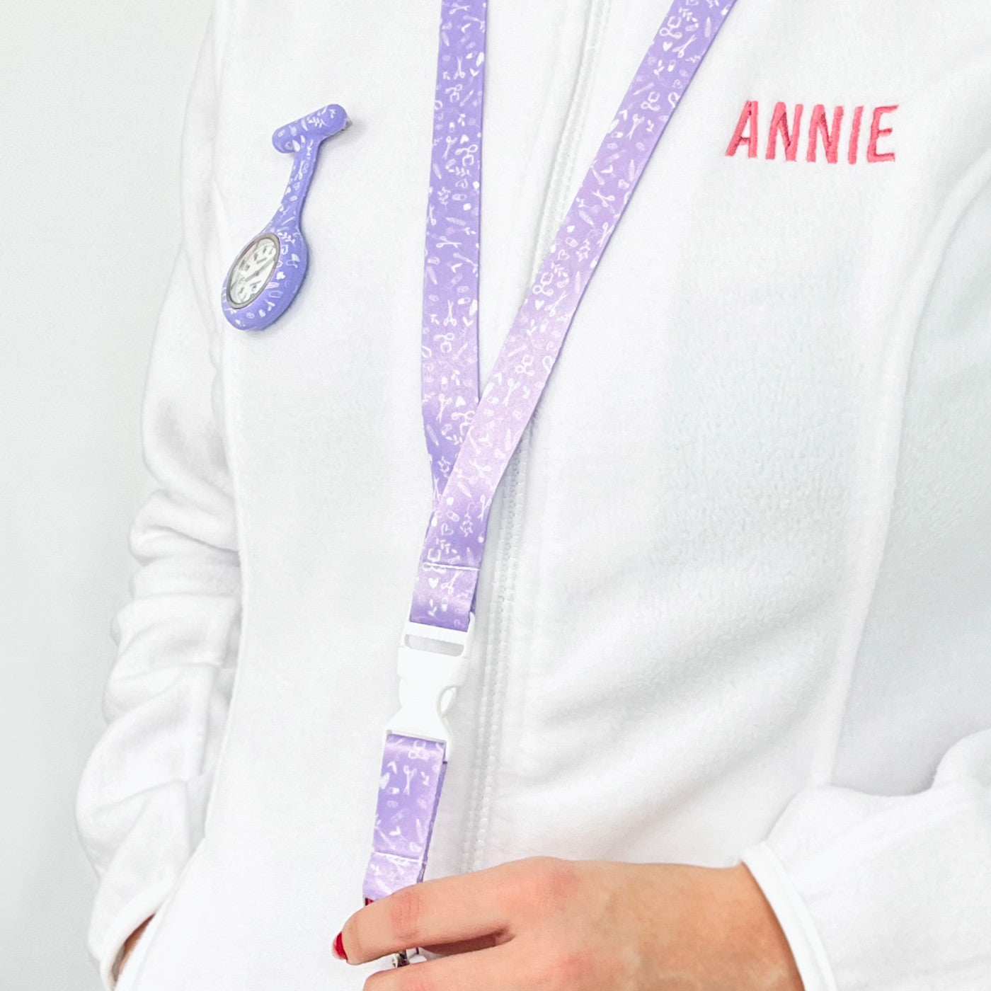 lanyard enfermería porta todo lavanda