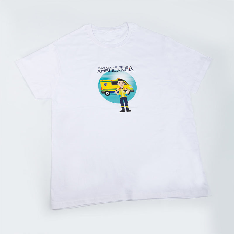 Camiseta Blanca Hombre – Batallas de una Ambulancia-zoom-