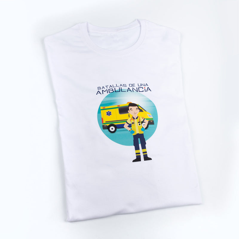 Camiseta Blanca Hombre – Batallas de una Ambulancia-zoom-