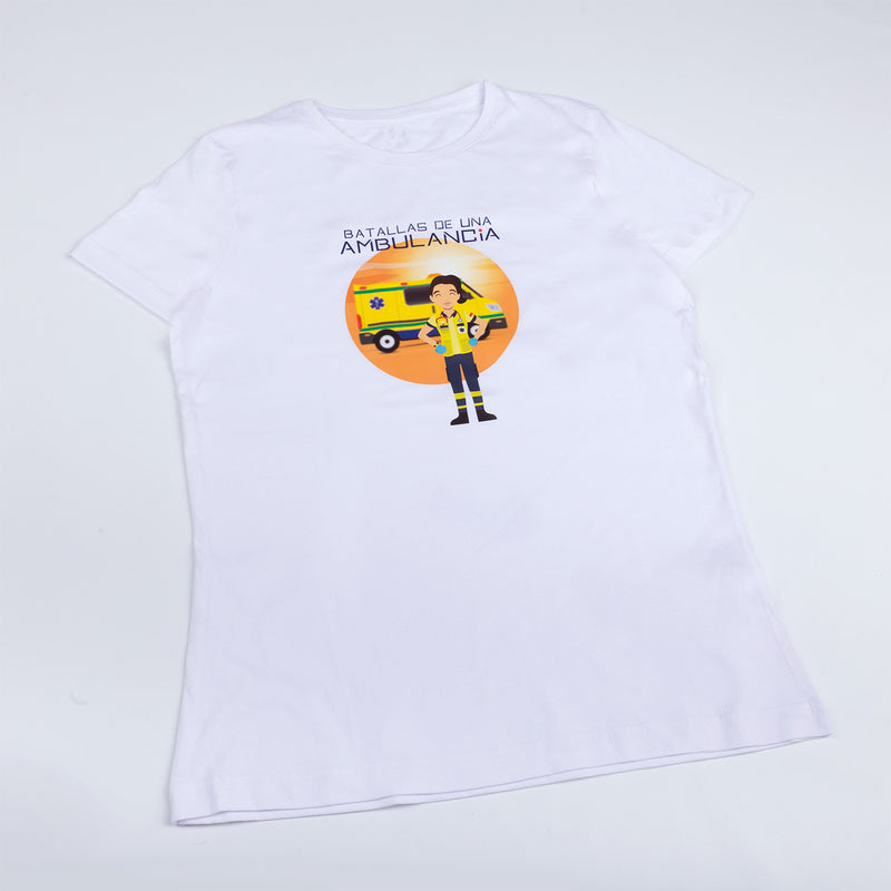 Camiseta blanca mujer - Batallas de una ambulancia-zoom-