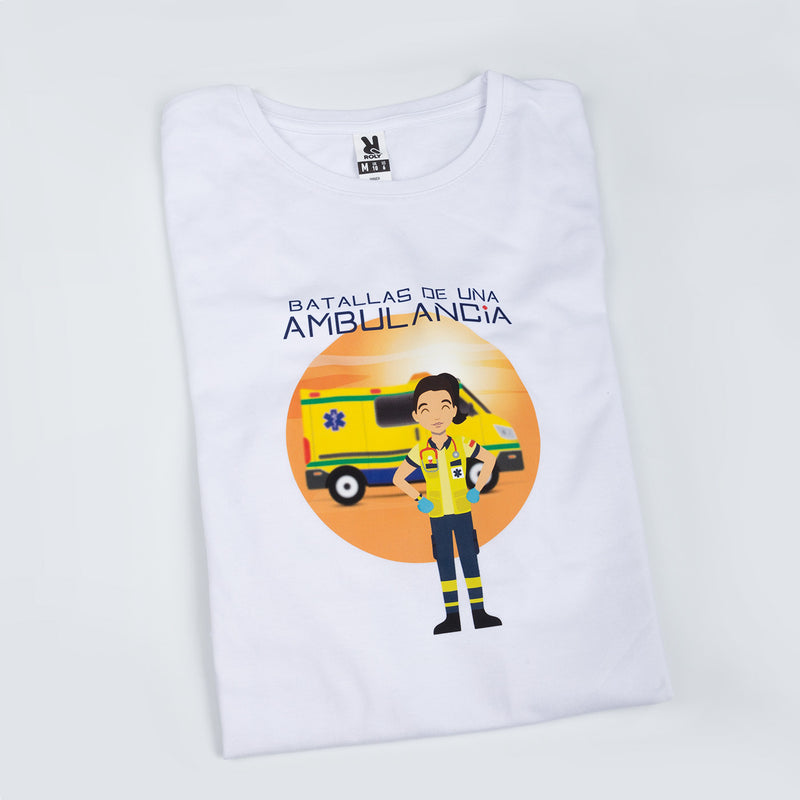 Camiseta blanca mujer - Batallas de una ambulancia-zoom-