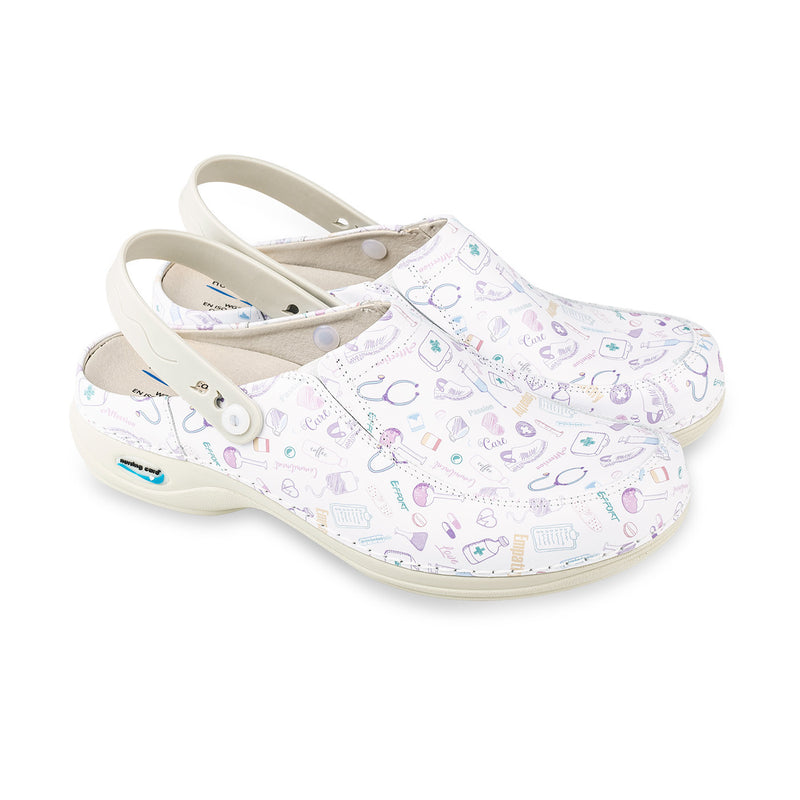 Leather printed sanitary clog - Care Collection-zoom-
