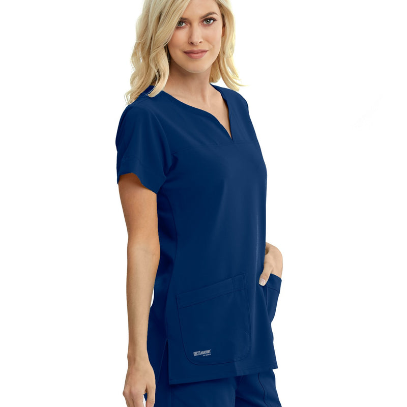 Blusón mujer pico 2 bolsillos azul índigo Grey's Anatomy-zoom-