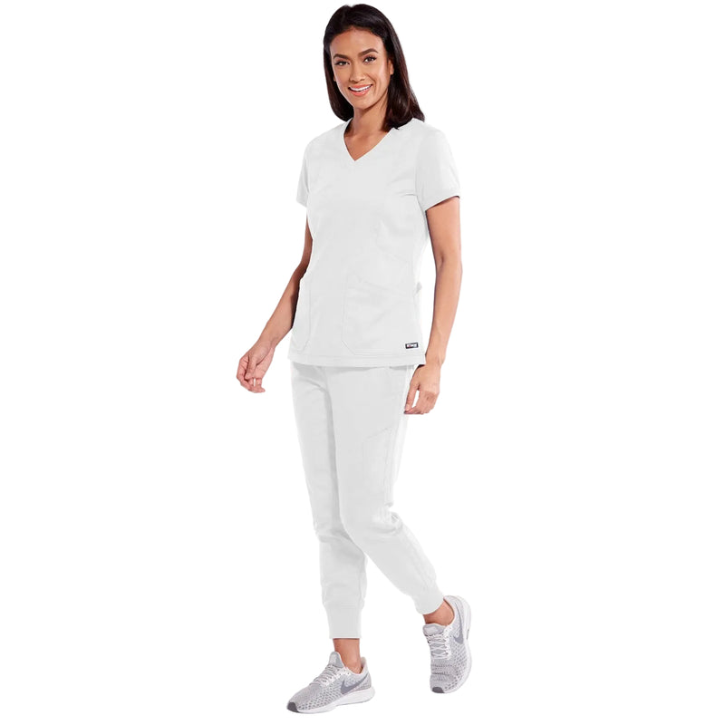 Grey's Anatomy Women's Scrub Top | V-neck, zip and tailored fit-zoom-