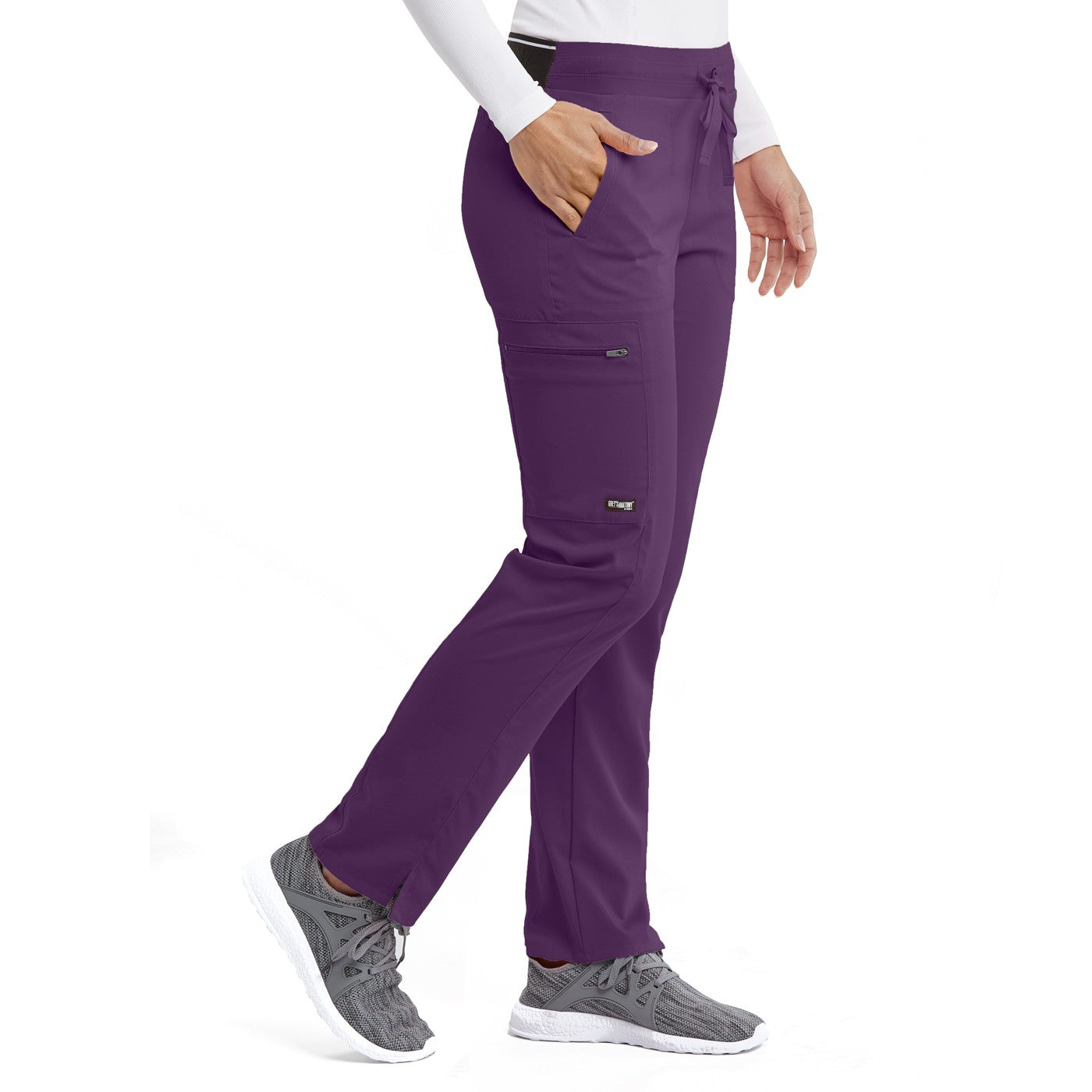 Grey's Anatomy Women's Plain Trousers with Elastic Waistband, Aubergine -zoom-3