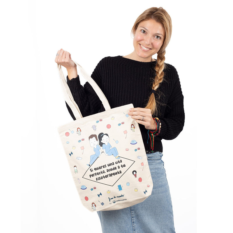 Tote Bag Acude a tu Fisio – Bolsa Sanitaria de Algodón Orgánico-zoom-