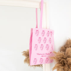 tote rosa con estampado corazones