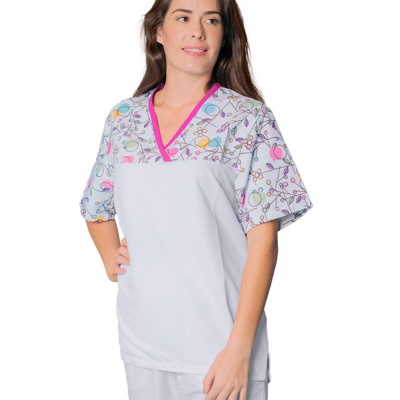Blusón sanitario cuello pico | Sarga resistente 3 bolsillos-zoom-