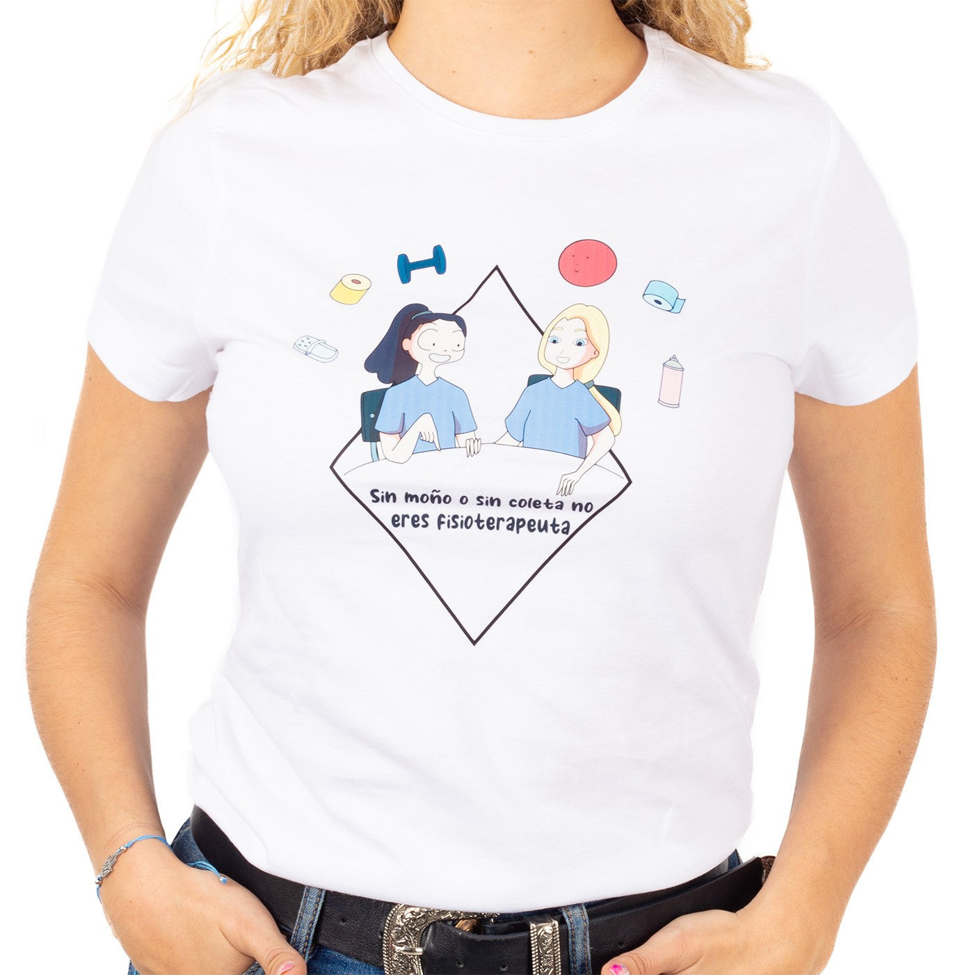 Camiseta blanca mujer fisio